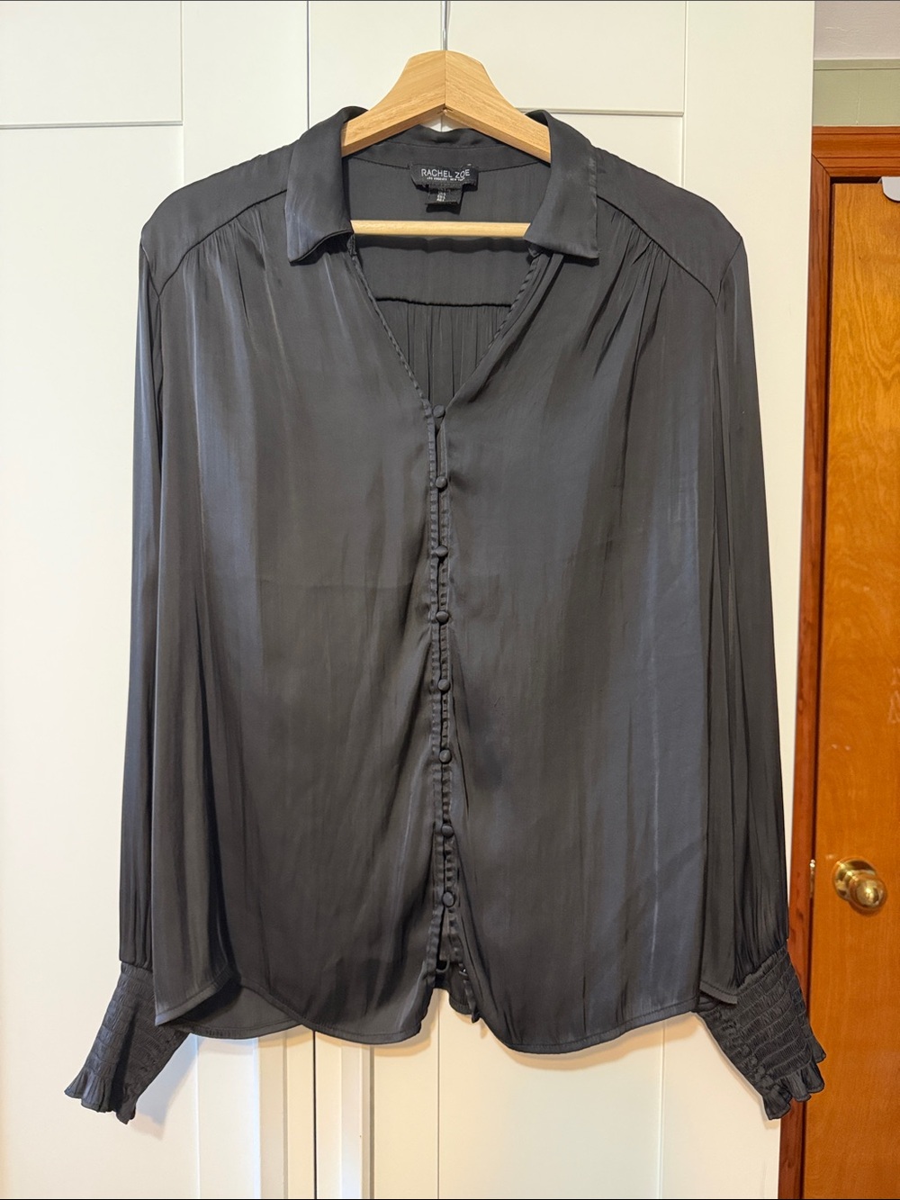 Rachel Zoe Black Long-Sleeve Button-Front Shirt